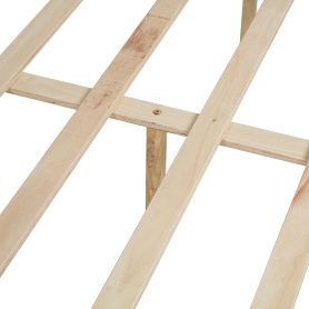 King Size Wood Bed with Piano Key Style Upholstered Headboard