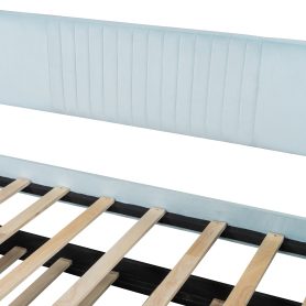 Upholstered Twin Size Daybed  With Trundle Bed and Wood Slat