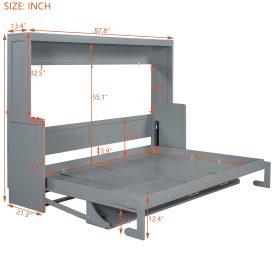 Queen Size Wall Bed with Hydraulic Lift & Desk Design