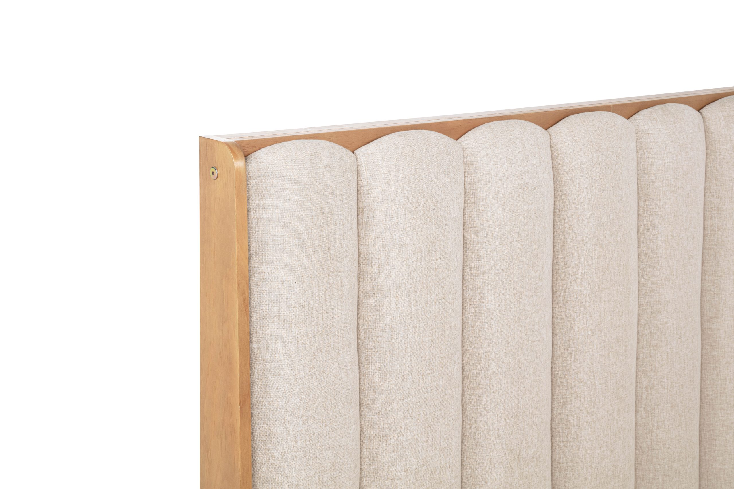 Queen Size Wood Bed with Piano Key Style Upholstered Headboard