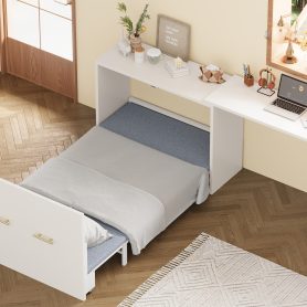 Twin Size Murphy Cabinet Bed With Adjustable Position Desk