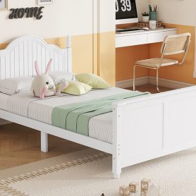 Wood Twin Platform Bed with Headboard and Footboard