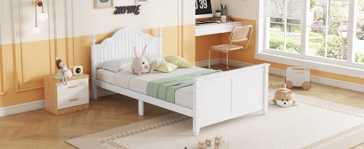 Wood Twin Platform Bed with Headboard and Footboard