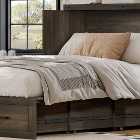 Full Size Farmhouse Murphy Cabinet Bed with Charging Station