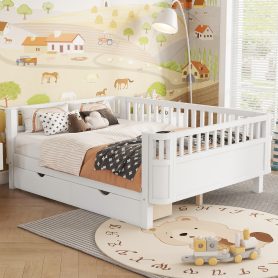 Wood Low Profile Full Bed With Rails