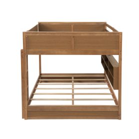 Queen Over Queen Bunk Bed with Built-in Storage Cabinets, Charging Station, Ladder, Safety Guardrails