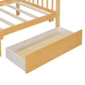 Twin Size Wooden House Bed with Drawers
