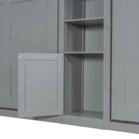 Dual Twin Size Wall Murphy Beds With Cabinets And Shelves