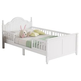 Wood Twin Platform Bed with Headboard and Footboard