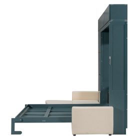 Queen Size Murphy Bed Wall Bed with Sofa and Shelves