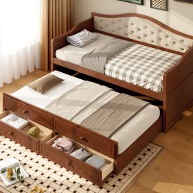 Twin Daybed With Trundle and 2 Storage Drawers