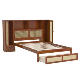 Twin Size Wooden Bed with Two Storage Lockers, Drawer, and Storage Shelf on Headboard 25 Twin Size Wooden Bed with Two Storage Lockers, Drawer, and Storage Shelf on Headboard