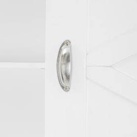 Queen Size Wall Murphy Bed With Ample Storage Space And Diamond Stripes