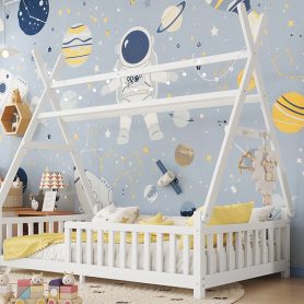 Low Floor Twin House Bed With Light, Fence And Roof 43 Low Floor Twin House Bed With Light, Fence And Roof