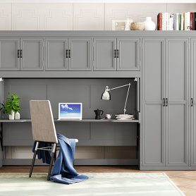 Twin Size Murphy Bed Wall Bed with Wardrobe, Cabinet and Desk