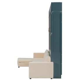 Queen Size Murphy Bed Wall Bed with Sofa and Shelves