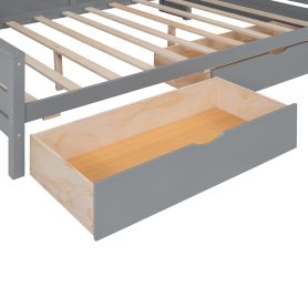 Full Size Wooden Daybed with Glass-Door Storage Cabinets, Built-in LED Lighting and Shelves