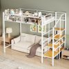 Twin Size Metal Loft Bed with Upper Grid Storage Shelf and Lateral Storage Ladder
