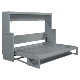Full Size Wall Bed with Hydraulic Lift & Desk Design