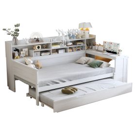 Multi-functional Bed with Twin Size Trundle Bed and Study Desk