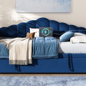 Upholstered Twin Size Daybed with Pop Up Trundle