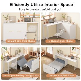 Twin Size Murphy Cabinet Bed With Adjustable Position Desk