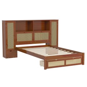 Twin Size Wooden Bed with Two Storage Lockers, Drawer, and Storage Shelf on Headboard 24 Twin Size Wooden Bed with Two Storage Lockers, Drawer, and Storage Shelf on Headboard