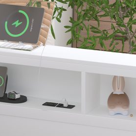 Wooden Full Size Daybed With Twin Size Trundle, Storage Shelf And USB Charging Ports