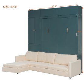 Queen Size Murphy Bed Wall Bed with Sofa and Shelves