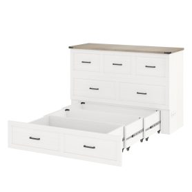 Queen Size Murphy Bed With Charging Station, 1 Large Storage Drawer