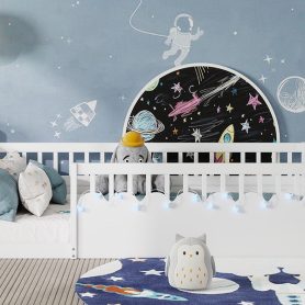 Twin Montessori Floor Bed Frame With High Rails, Light And Storage Shelf