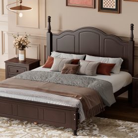 Retro Style Full Size Wood Platform With Wooden Slat Support