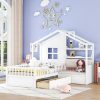 Twin House Bed With Sofa, Two Drawers and Storage Shelf
