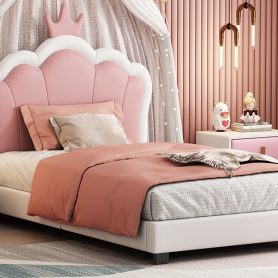 Twin Size Upholstered Princess Bed With Crown Headboard 25 Twin Size Upholstered Princess Bed With Crown Headboard
