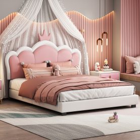 Full Size Upholstered Princess Bed With Crown Headboard 18 Full Size Upholstered Princess Bed With Crown Headboard