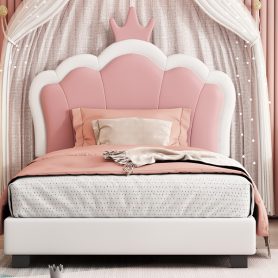 Twin Size Upholstered Princess Bed With Crown Headboard 27 Twin Size Upholstered Princess Bed With Crown Headboard