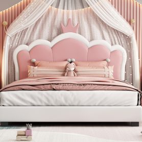 Full Size Upholstered Princess Bed With Crown Headboard 27 Full Size Upholstered Princess Bed With Crown Headboard