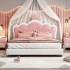 Full Size Upholstered Princess Bed With Crown Headboard