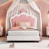 Twin Size Upholstered Princess Bed With Crown Headboard