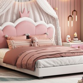 Full Size Upholstered Princess Bed With Crown Headboard 26 Full Size Upholstered Princess Bed With Crown Headboard