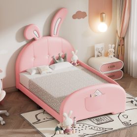 Twin Size Upholstered Rabbit-Shape Princess Bed