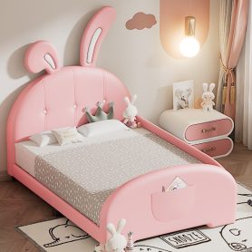 Twin Size Upholstered Rabbit-Shape Princess Bed
