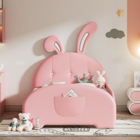 Twin Size Upholstered Rabbit-Shape Princess Bed