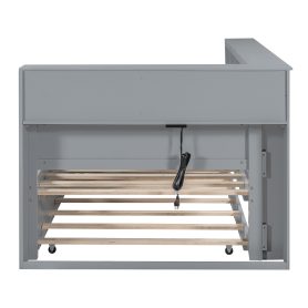 Wooden Twin Size Daybed With Twin Size Trundle, Storage Shelf And USB Charging Ports