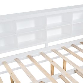 Full Size DayBed with Twin Size Trundle, Storage Shelf and USB Charging Ports