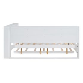 Wooden Full Size Daybed With Twin Size Trundle, Storage Shelf And USB Charging Ports