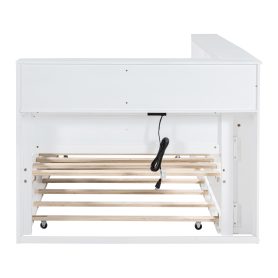 Wooden Twin Size Daybed With Twin Trundle, Storage Shelf and USB Charging Ports 30 Wooden Twin Size Daybed With Twin Trundle, Storage Shelf and USB Charging Ports