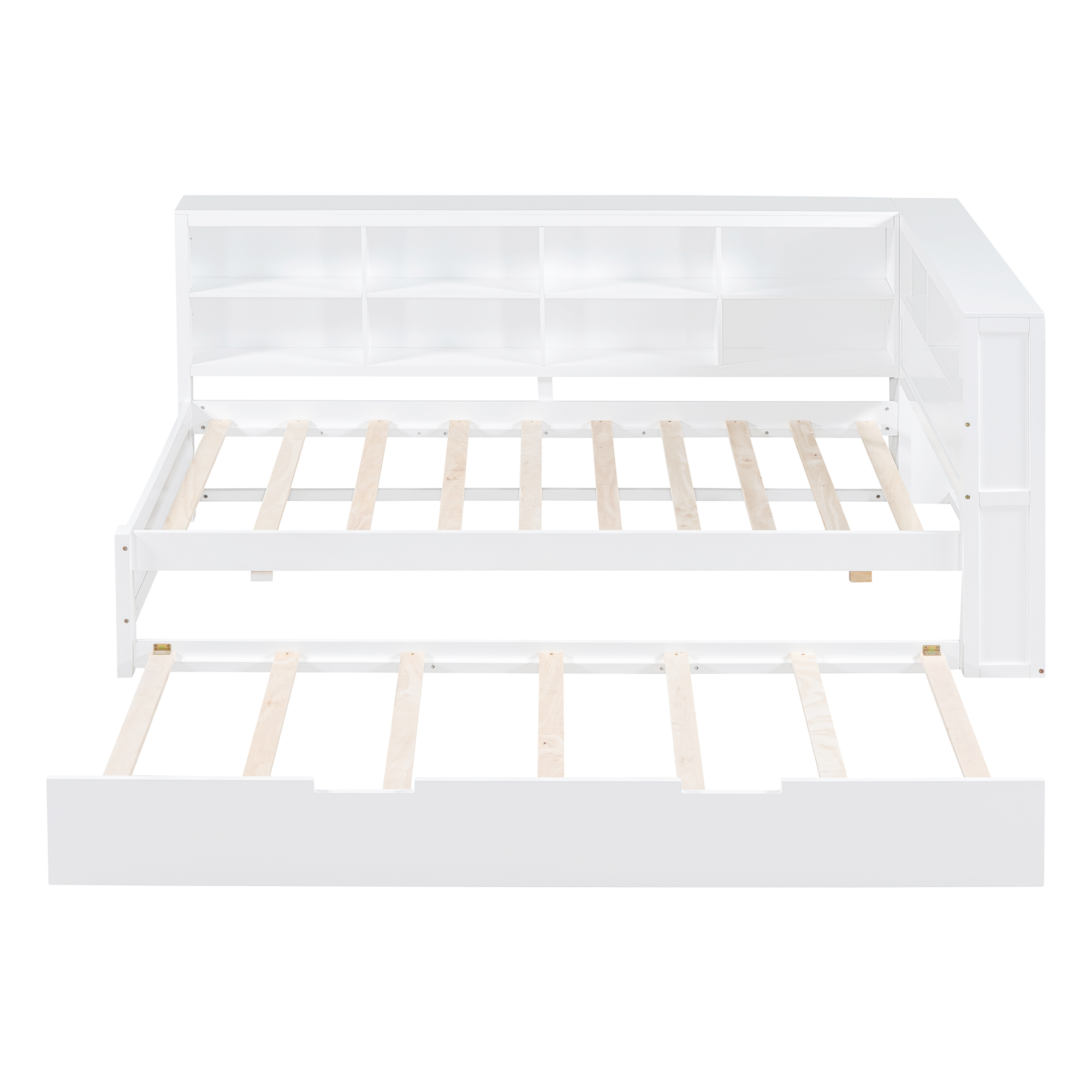 Wooden Twin Size Daybed With Twin Trundle, Storage Shelf and USB Charging Ports 14 Wooden Twin Size Daybed With Twin Trundle, Storage Shelf and USB Charging Ports