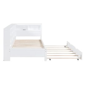 Wooden Twin Size Daybed With Twin Trundle, Storage Shelf and USB Charging Ports 33 Wooden Twin Size Daybed With Twin Trundle, Storage Shelf and USB Charging Ports
