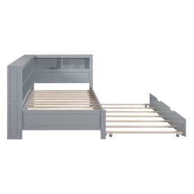 Wooden Twin Size Daybed With Twin Size Trundle, Storage Shelf And USB Charging Ports